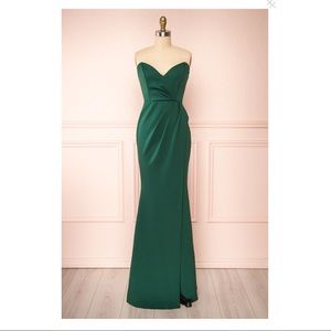 Boutique 1861 Nagini Green Draped Strapless Maxi